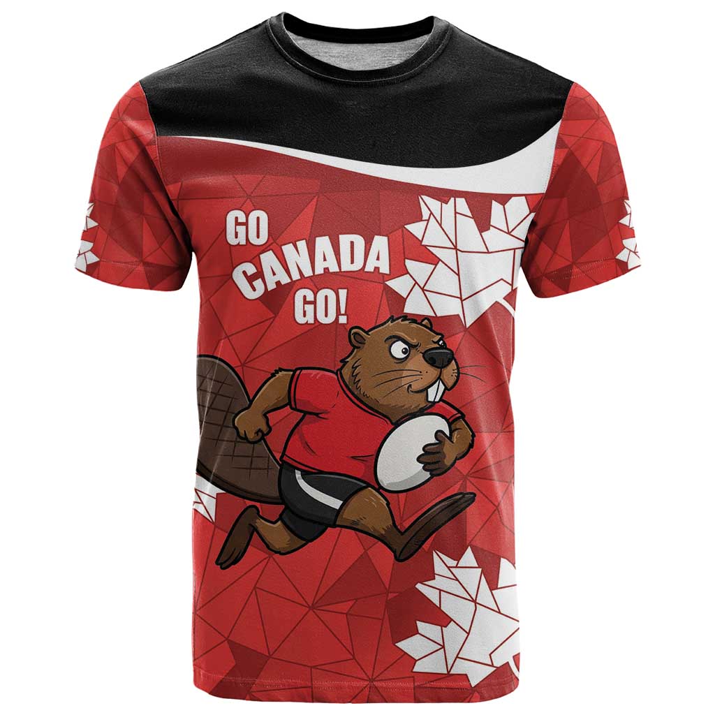 Canada Rugby Custom T-Shirt Beaver Mascot Go Canadian Graphic Tee