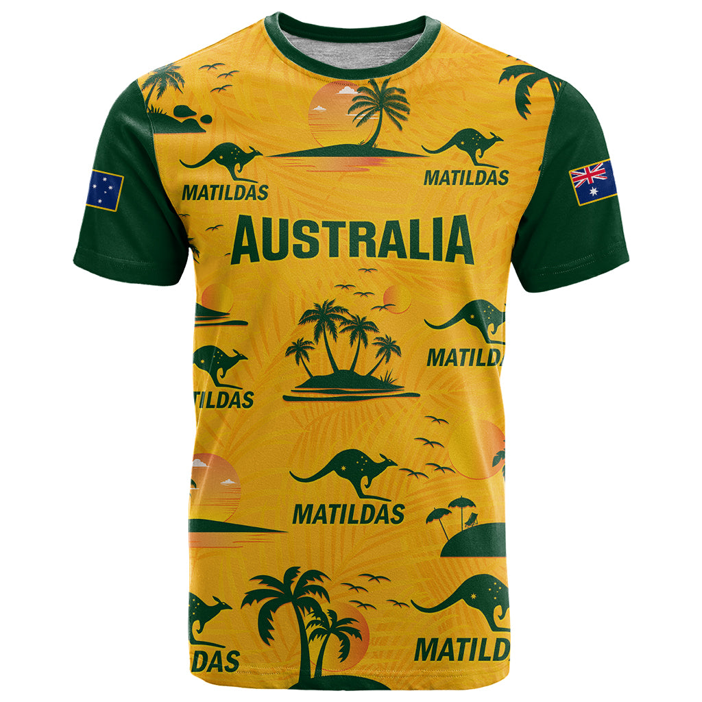 Custom Australia Soccer T-Shirt Matildas World Cup Tropical Style Graphic Tee