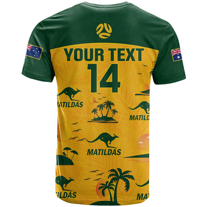 Custom Australia Soccer T-Shirt Matildas World Cup Tropical Style Graphic Tee