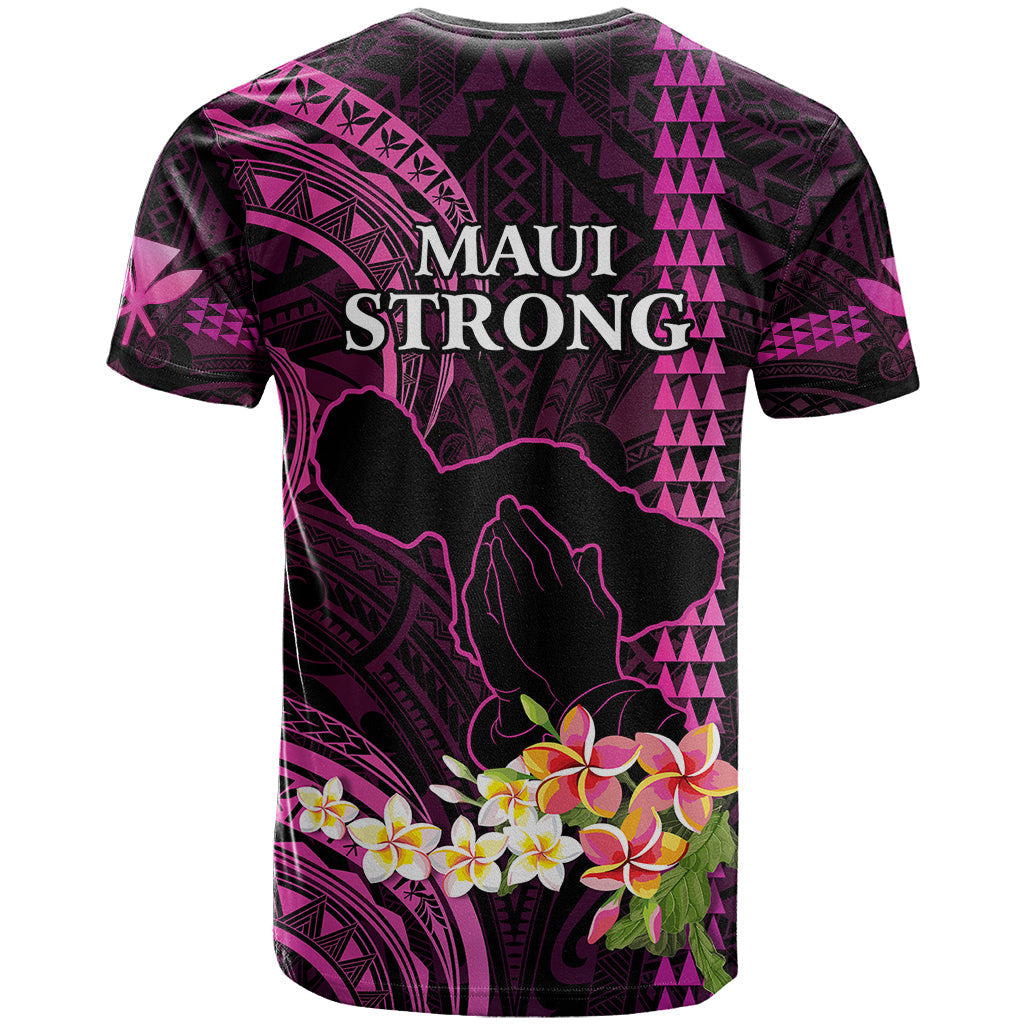 Hawaii T-Shirt Pray For Maui Hawaiian Plumeria Be Strong Pink Verison Graphic Tee