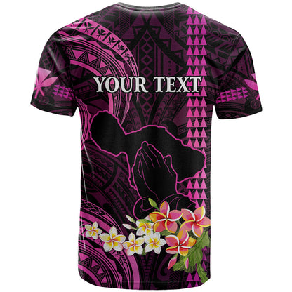 Personalised Hawaii T-Shirt Pray For Maui Hawaiian Plumeria Be Strong Pink Verison Graphic Tee