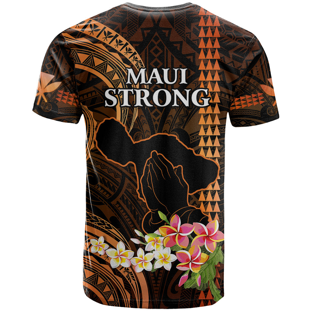 Hawaii T-Shirt Pray For Maui Hawaiian Plumeria Be Strong Gold Verison Graphic Tee