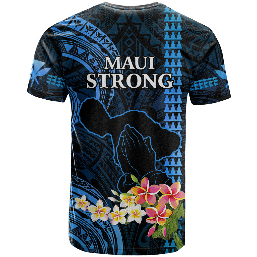 Hawaii T-Shirt Pray For Maui Hawaiian Plumeria Be Strong Blue Verison Graphic Tee