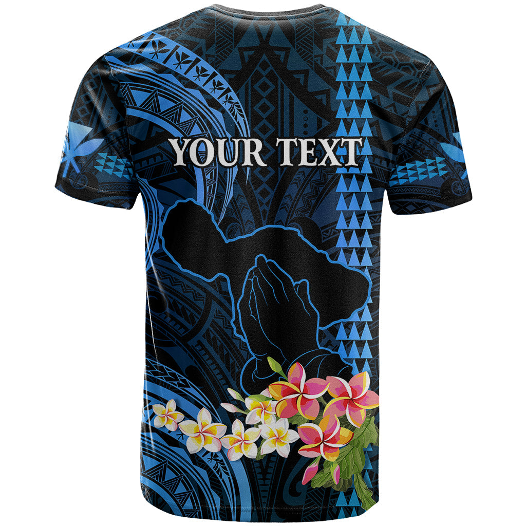 Personalised Hawaii T-Shirt Pray For Maui Hawaiian Plumeria Be Strong Blue Verison Graphic Tee
