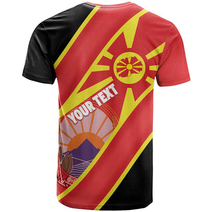 Personalised Macedonia National Day T-Shirt New Sun of Liberty Waves Style Graphic Tee