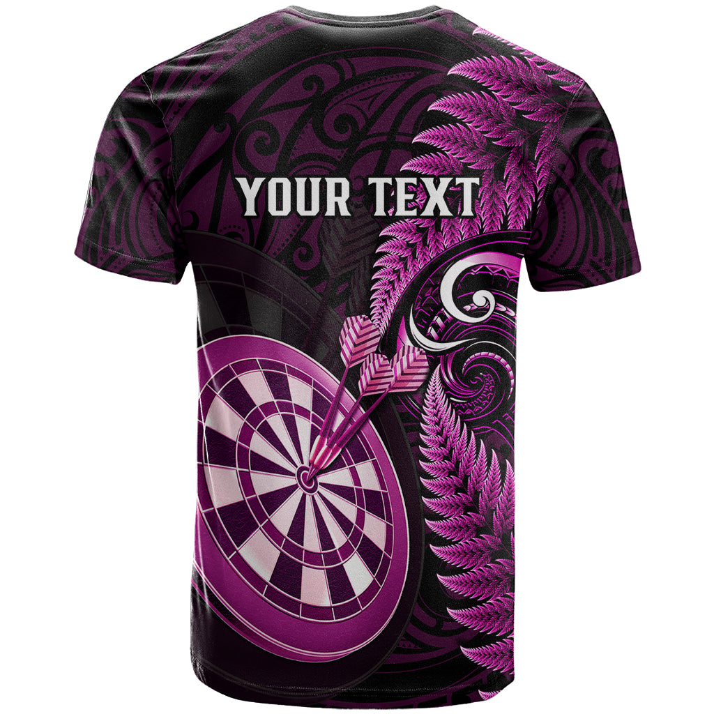 Personalised New Zealand Darts T-Shirt Happiness Is A Tight Threesome Maori Pink Graphic Tee
