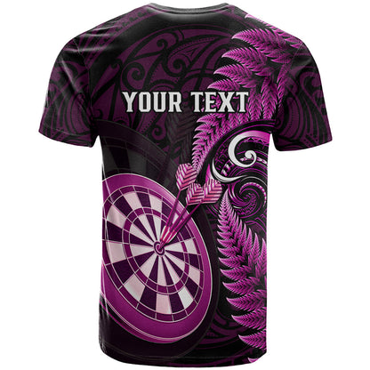 Personalised New Zealand Darts T-Shirt Happiness Is A Tight Threesome Maori Pink Graphic Tee