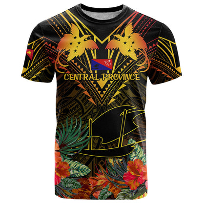 Papua New Guinea Central Province T-Shirt Papua Niugini Coat Of Arms With Flag Style Graphic Tee