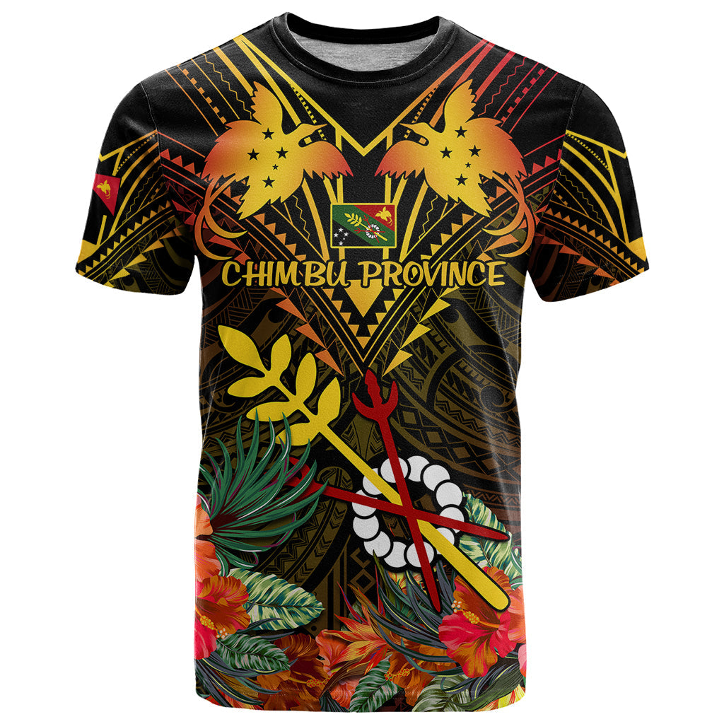 Papua New Guinea Chimbu Province T-Shirt Papua Niugini Coat Of Arms With Flag Style Graphic Tee