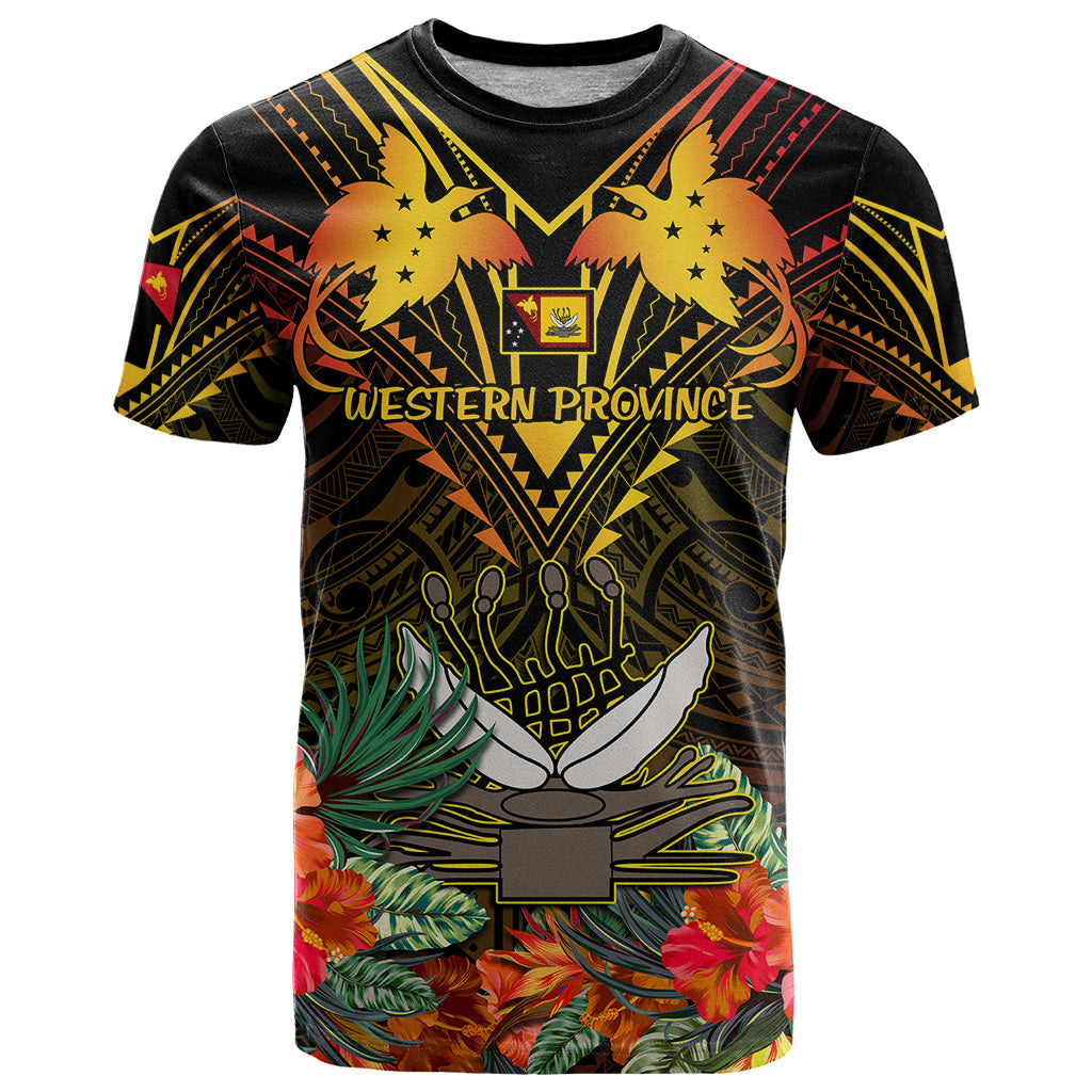 Papua New Guinea Western Province T-Shirt Papua Niugini Coat Of Arms With Flag Style Graphic Tee