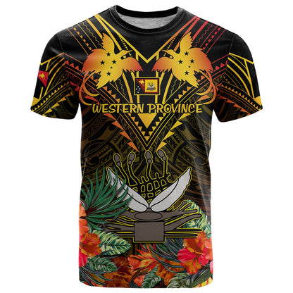 Papua New Guinea Western Province T-Shirt Papua Niugini Coat Of Arms With Flag Style Graphic Tee