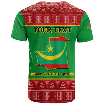 Personalised Mauritania Independence Day T-Shirt Mauritanian Map Mix African Pattern Graphic Tee