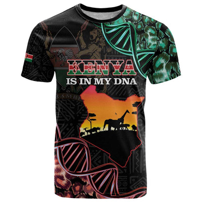 Kenya Is In My DNA T-Shirt Kenyan Map Happy Jamhuri Day Graphic Tee