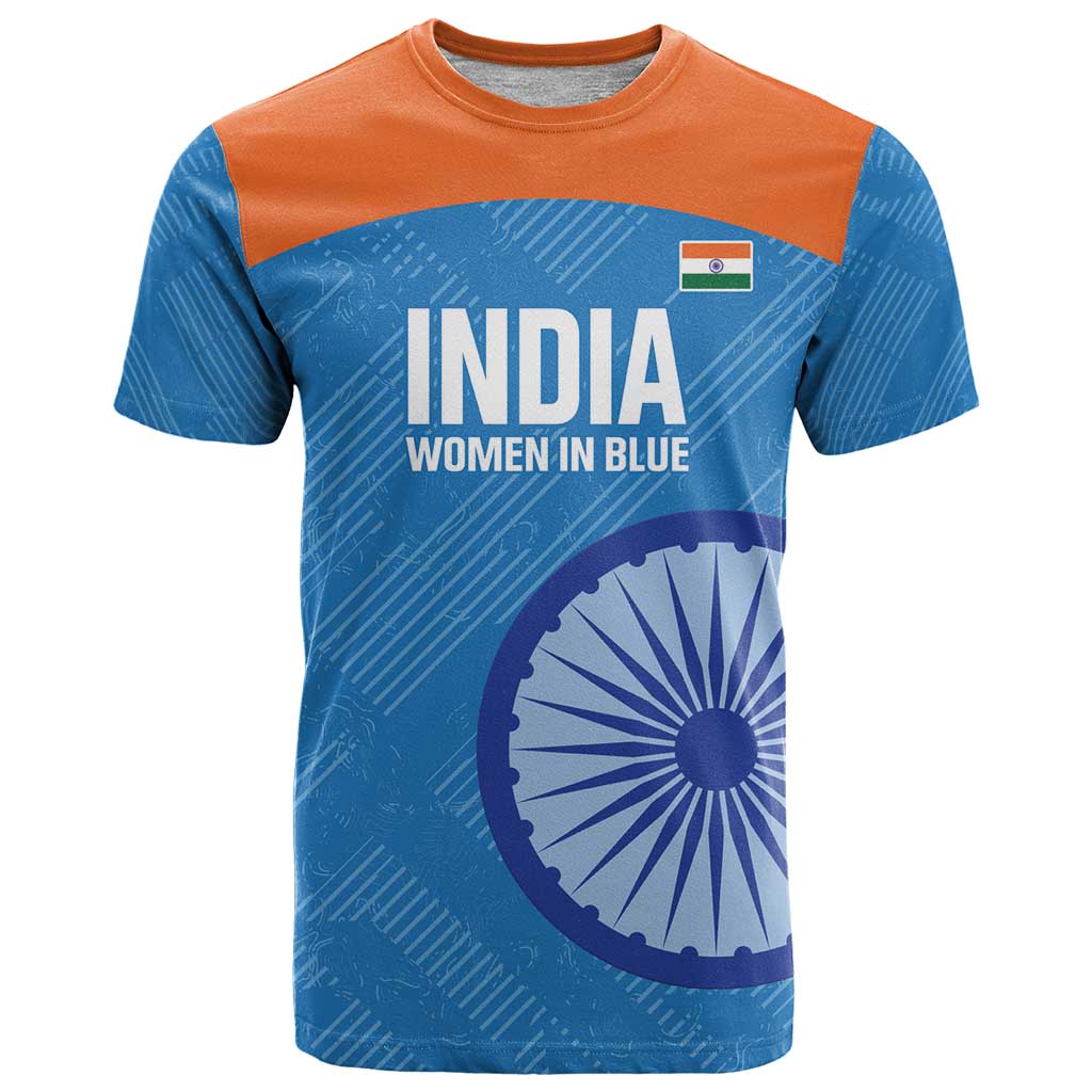 Custom India Cricket T-Shirt Go Women In Blue Graphic Tee