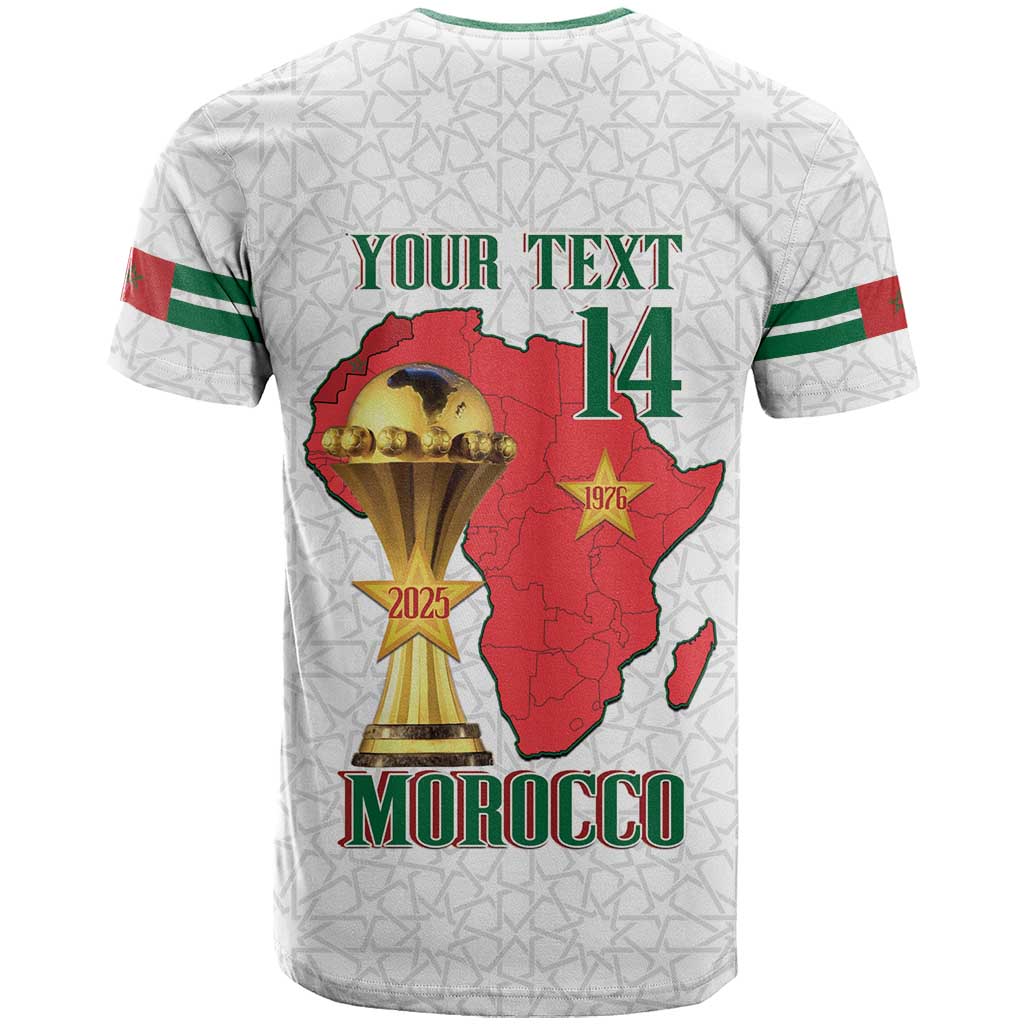Morocco Football Custom T-Shirt Atlas Lions Champions African White Islamic Pattern Graphic Tee
