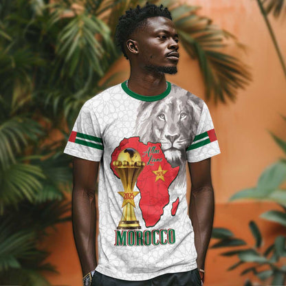 Morocco Football Custom T-Shirt Atlas Lions Champions African White Islamic Pattern Graphic Tee