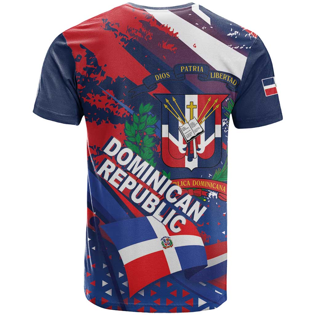 Dominican Republic Independence Day T-Shirt 27th February Coat Of Arms Grunge Texture Graphic Tee