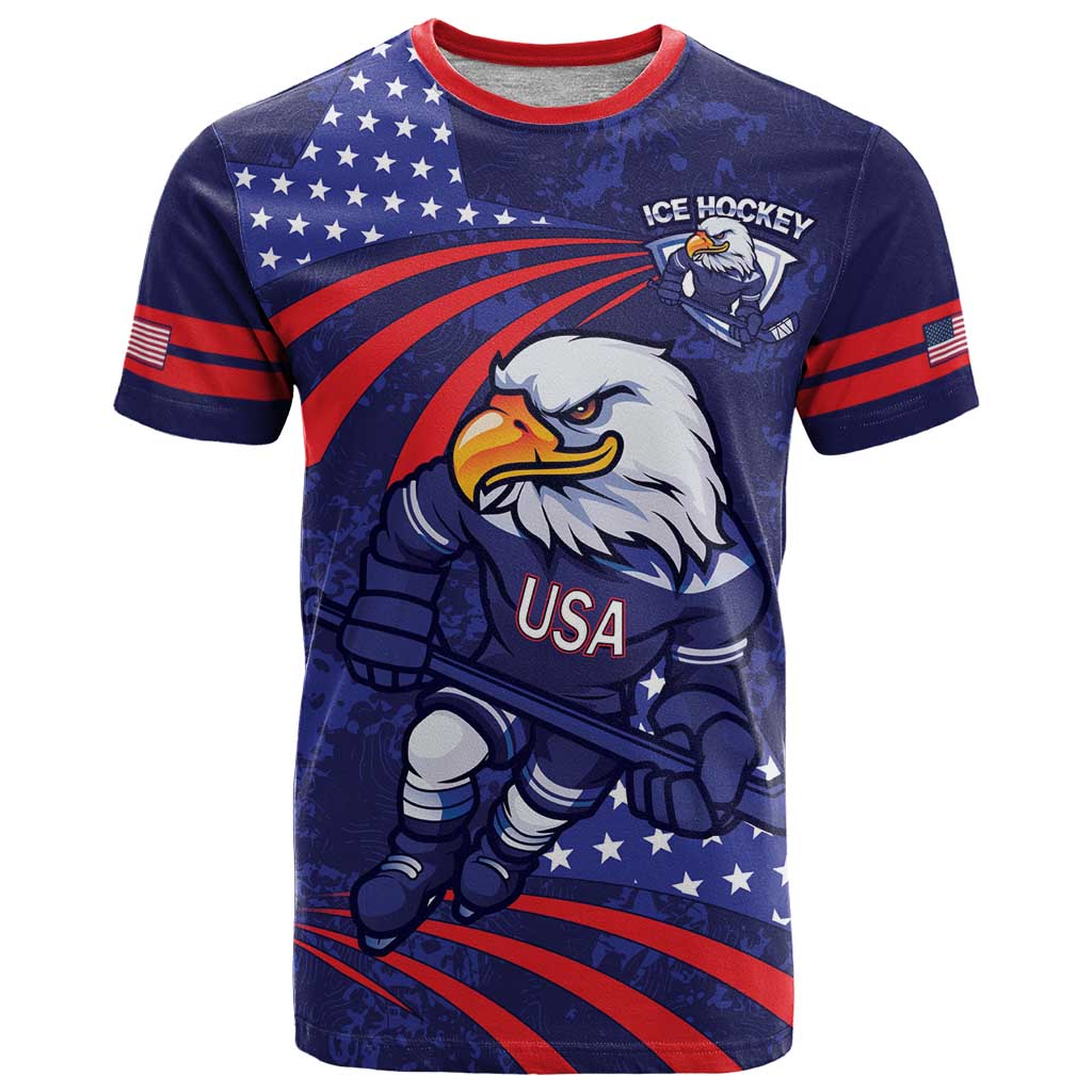 Custom USA Ice Hockey T-Shirt United States Eagle Mascot Graphic Tee