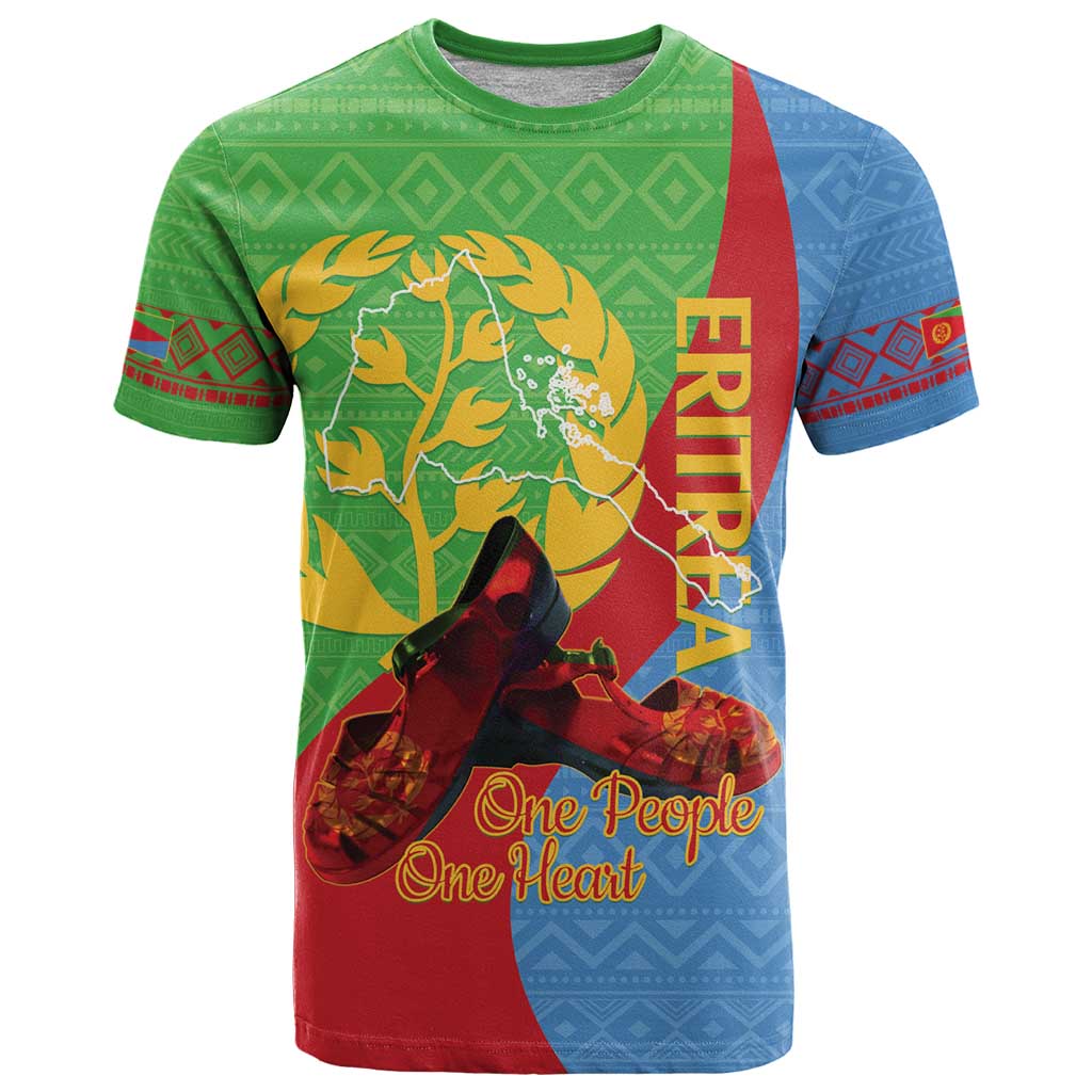 Personalised Eritrea Independence Day T-Shirt Shida Shoes One People One Heart Graphic Tee