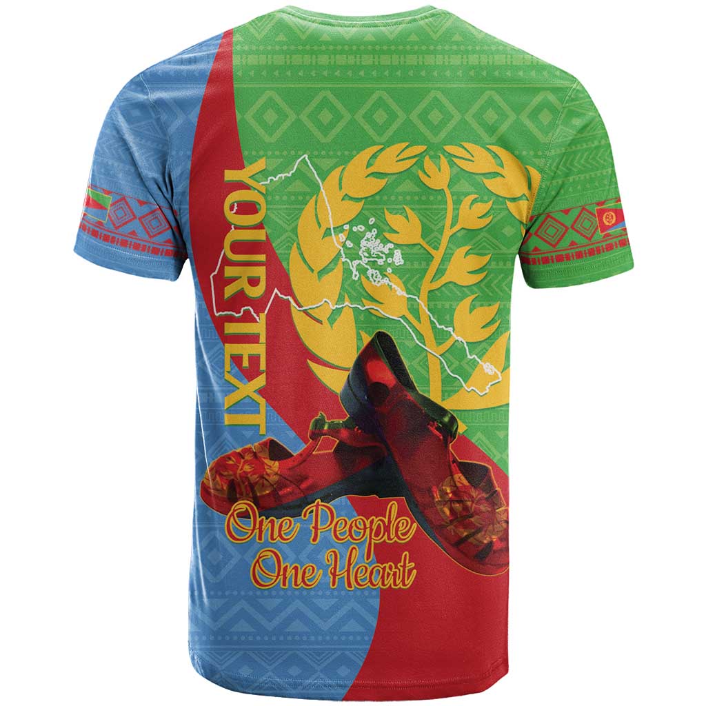 Personalised Eritrea Independence Day T-Shirt Shida Shoes One People One Heart Graphic Tee