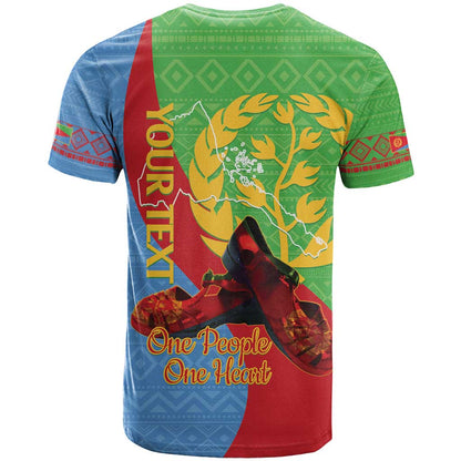 Personalised Eritrea Independence Day T-Shirt Shida Shoes One People One Heart Graphic Tee
