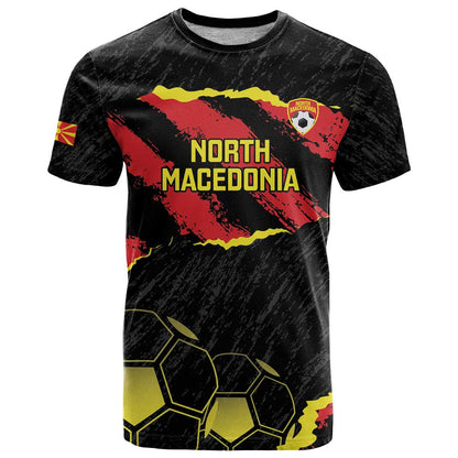 Custom North Macedonia Football T-Shirt Go Champions Grunge Style Graphic Tee