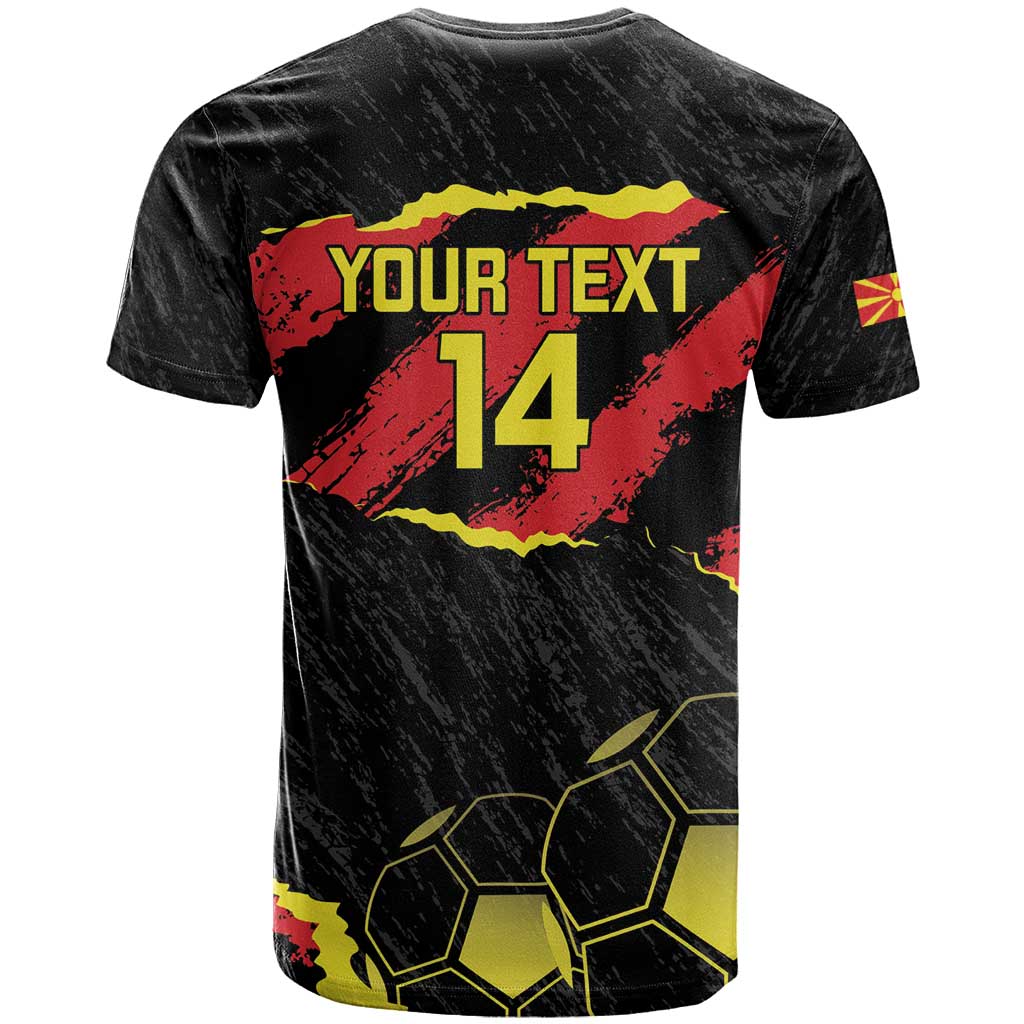 Custom North Macedonia Football T-Shirt Go Champions Grunge Style Graphic Tee