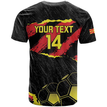 Custom North Macedonia Football T-Shirt Go Champions Grunge Style Graphic Tee