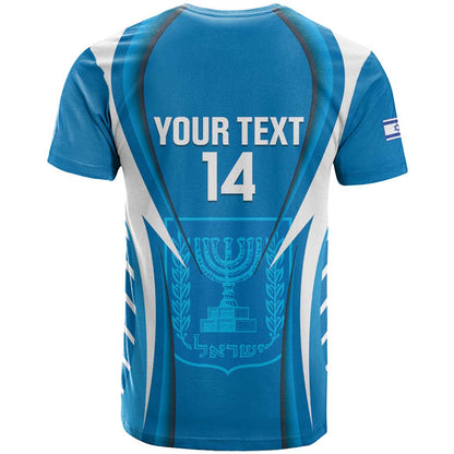 Custom Israel Football T-Shirt Come On Sky Blue and Whites Graphic Tee