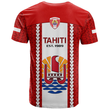 Tahitian Football T-Shirt Tahiti Coat Of Arm Polynesian Sporty Style Graphic Tee