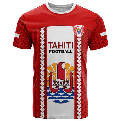 Personalised Tahitian Football T-Shirt Tahiti Coat Of Arm Polynesian Sporty Style Graphic Tee