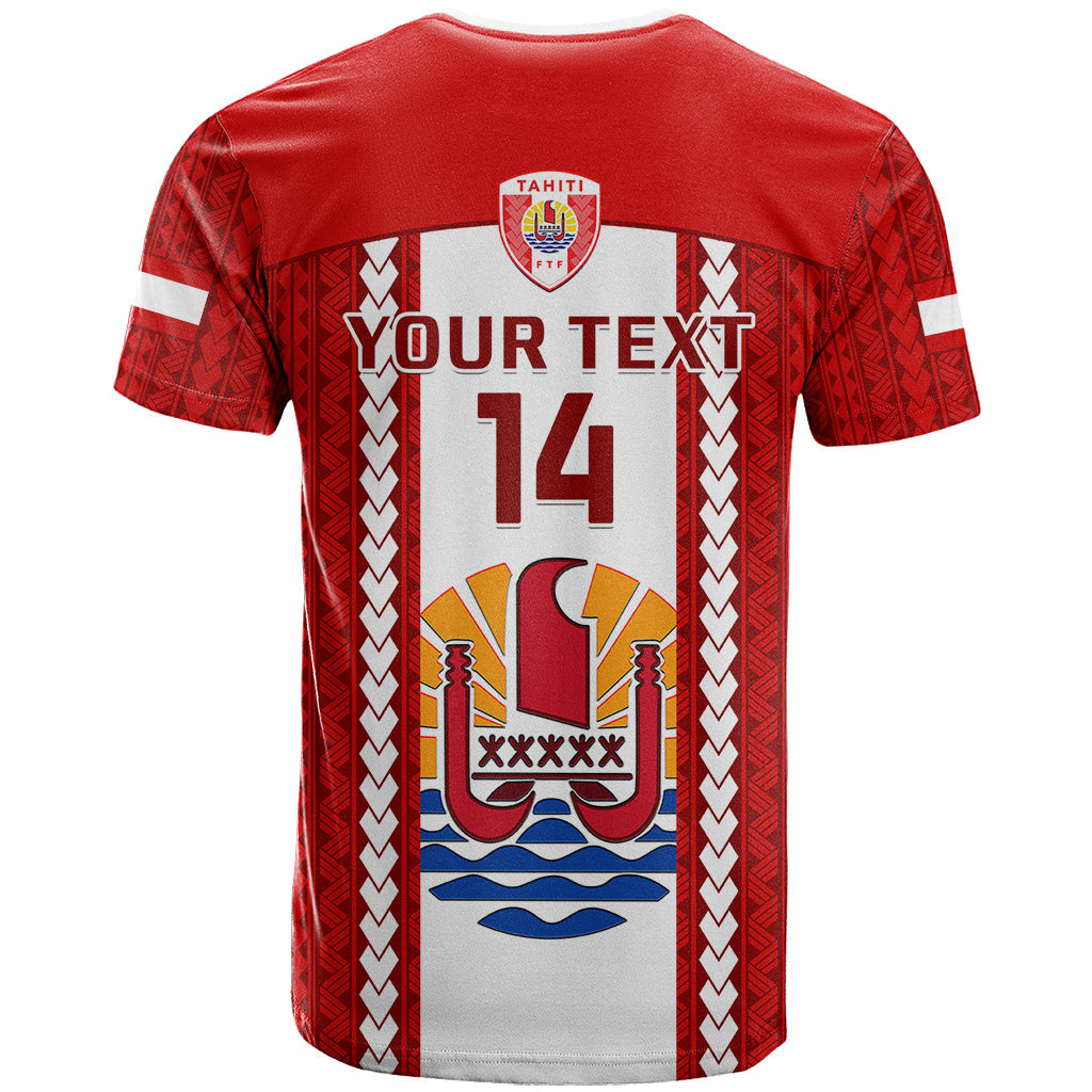 Personalised Tahitian Football T-Shirt Tahiti Coat Of Arm Polynesian Sporty Style Graphic Tee