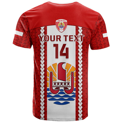 Personalised Tahitian Football T-Shirt Tahiti Coat Of Arm Polynesian Sporty Style Graphic Tee