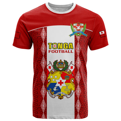 Personalised Tonga Football T-Shirt Tongan Ngatu Pattern Sporty Style Graphic Tee