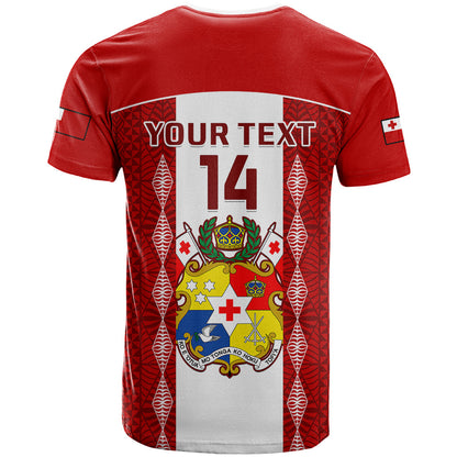 Personalised Tonga Football T-Shirt Tongan Ngatu Pattern Sporty Style Graphic Tee