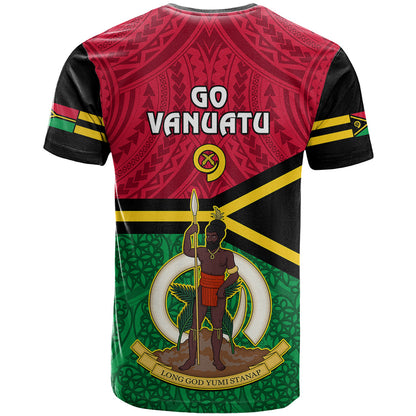 Vanuatu Football T-Shirt Vanuatuan Coat Of Arm Polynesian Flag Style Graphic Tee