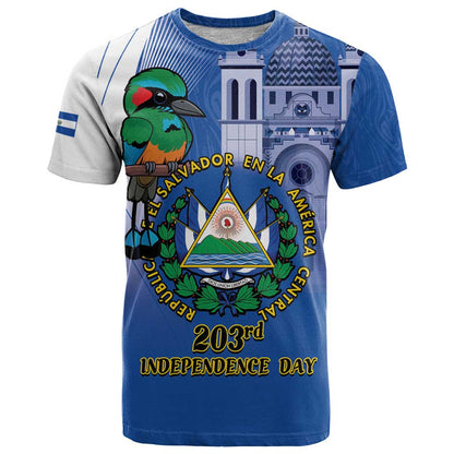 El Salvador Independence Day T-Shirt 203rd Anniversary Torogoz Bird Graphic Tee