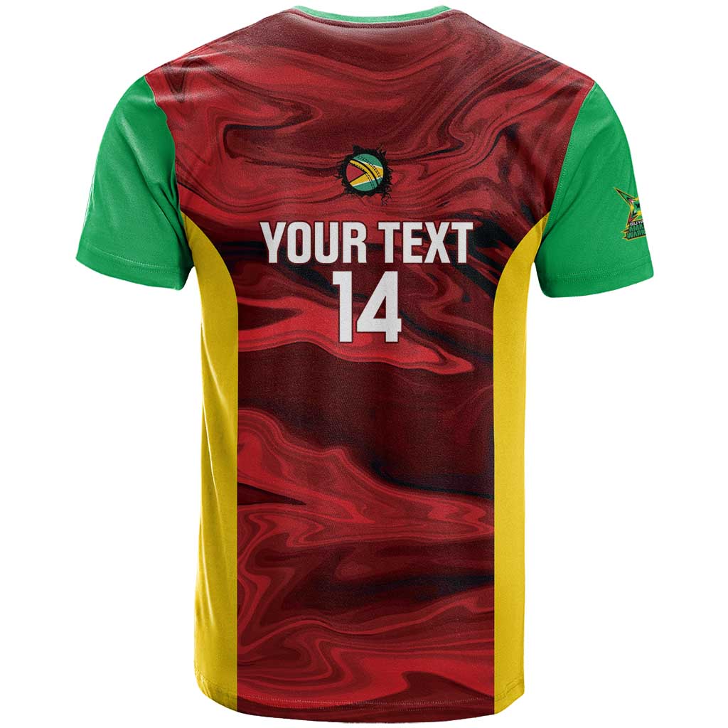 Custom Guyana Cricket T-Shirt Go Amazon Warriors Marble Pattern Graphic Tee