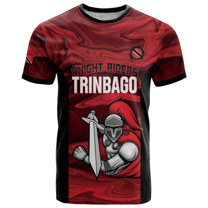 Custom Trinbago Cricket T-Shirt Go Knight Riders Marble Pattern Graphic Tee