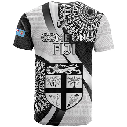 Fiji Rugby T-Shirt World Cup Go Champions Fijian Tapa Black Version Graphic Tee