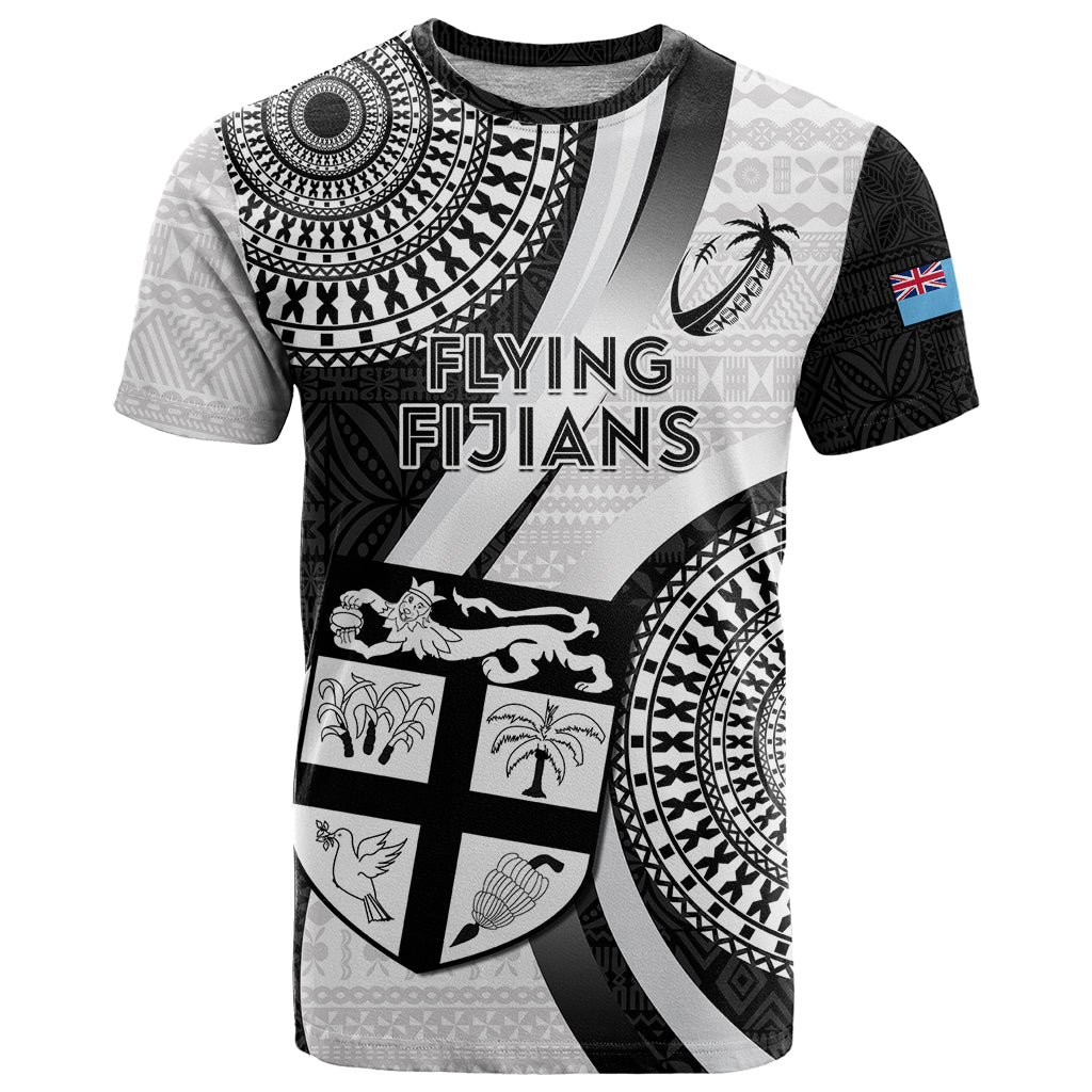 Custom Fiji Rugby T-Shirt World Cup Go Champions Fijian Tapa Black Version Graphic Tee
