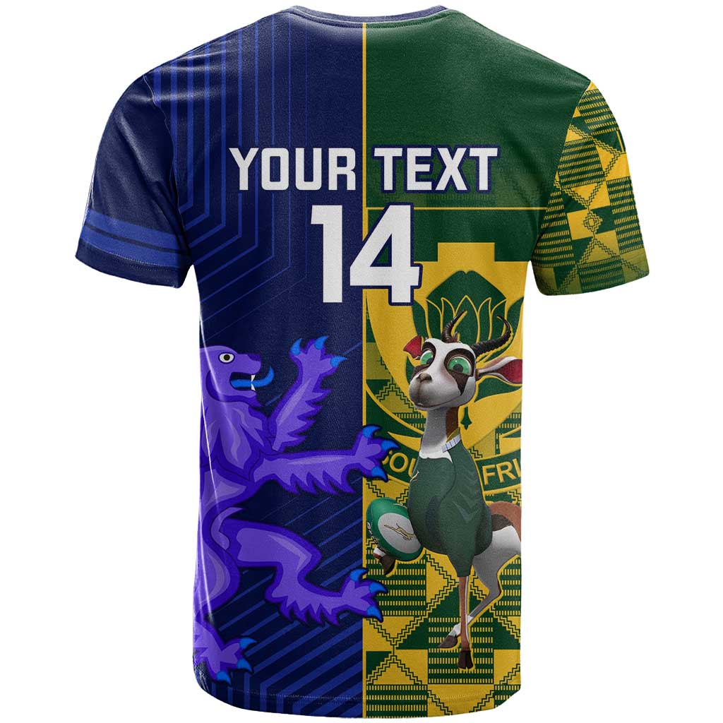 Custom South Africa And Scotland Rugby T-Shirt Springboks Thistle Together Graphic Tee