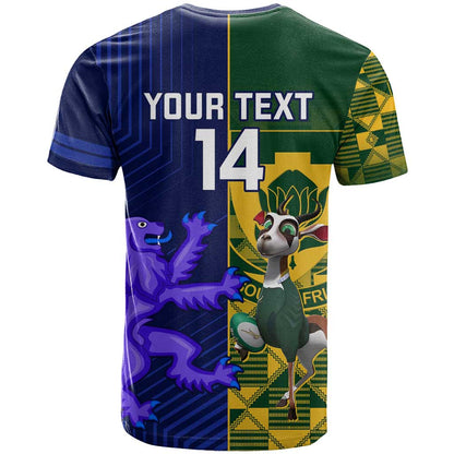 Custom South Africa And Scotland Rugby T-Shirt Springboks Thistle Together Graphic Tee