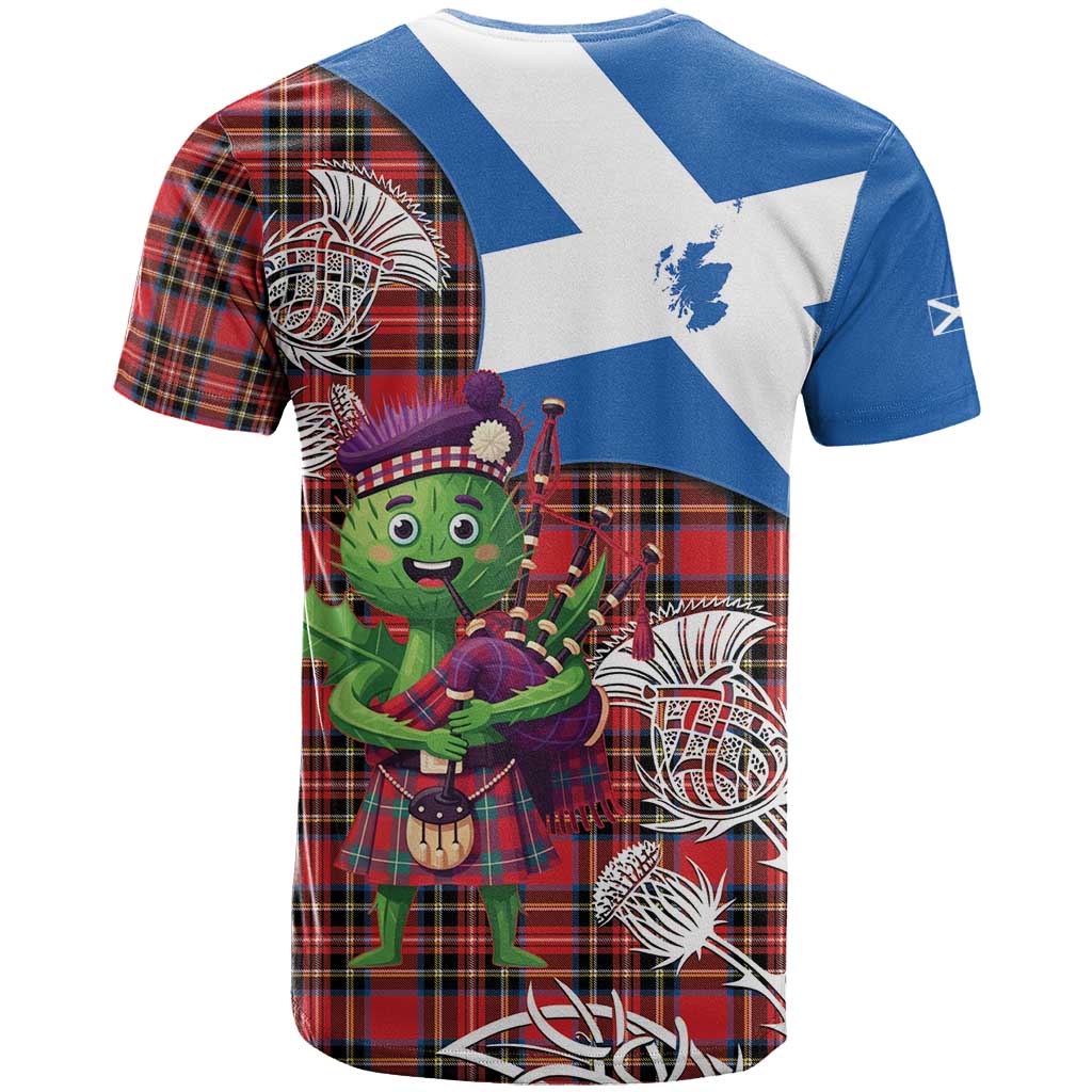 Saint Andrews Day Scotland T-Shirt Thistle Traditional Bagpipe Tartan Pattern Graphic Tee