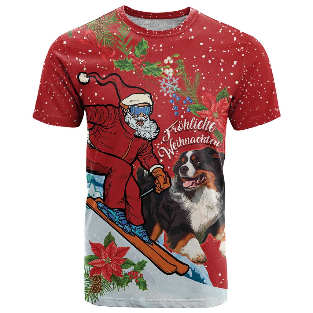 Switzerland Christmas T-Shirt Greater Swiss Mountain Dog Santa - Merry Xmas Graphic Tee