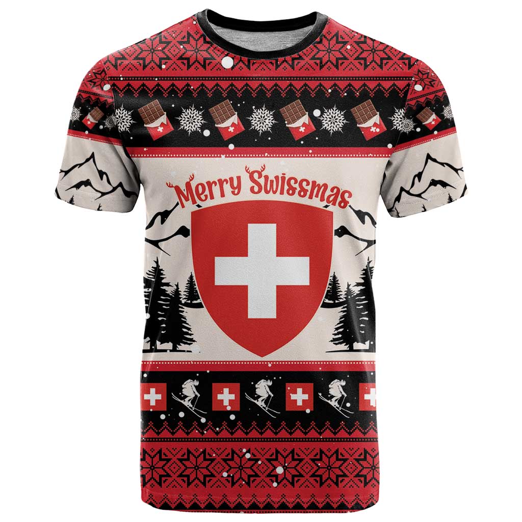 Switzerland Christmas T-Shirt Merry Swissmas - Coat Of Arms Style Graphic Tee