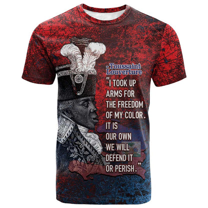 Personalized Toussaint Louverture Afro Haiti T-Shirt Haitian Father Grunge Style Graphic Tee