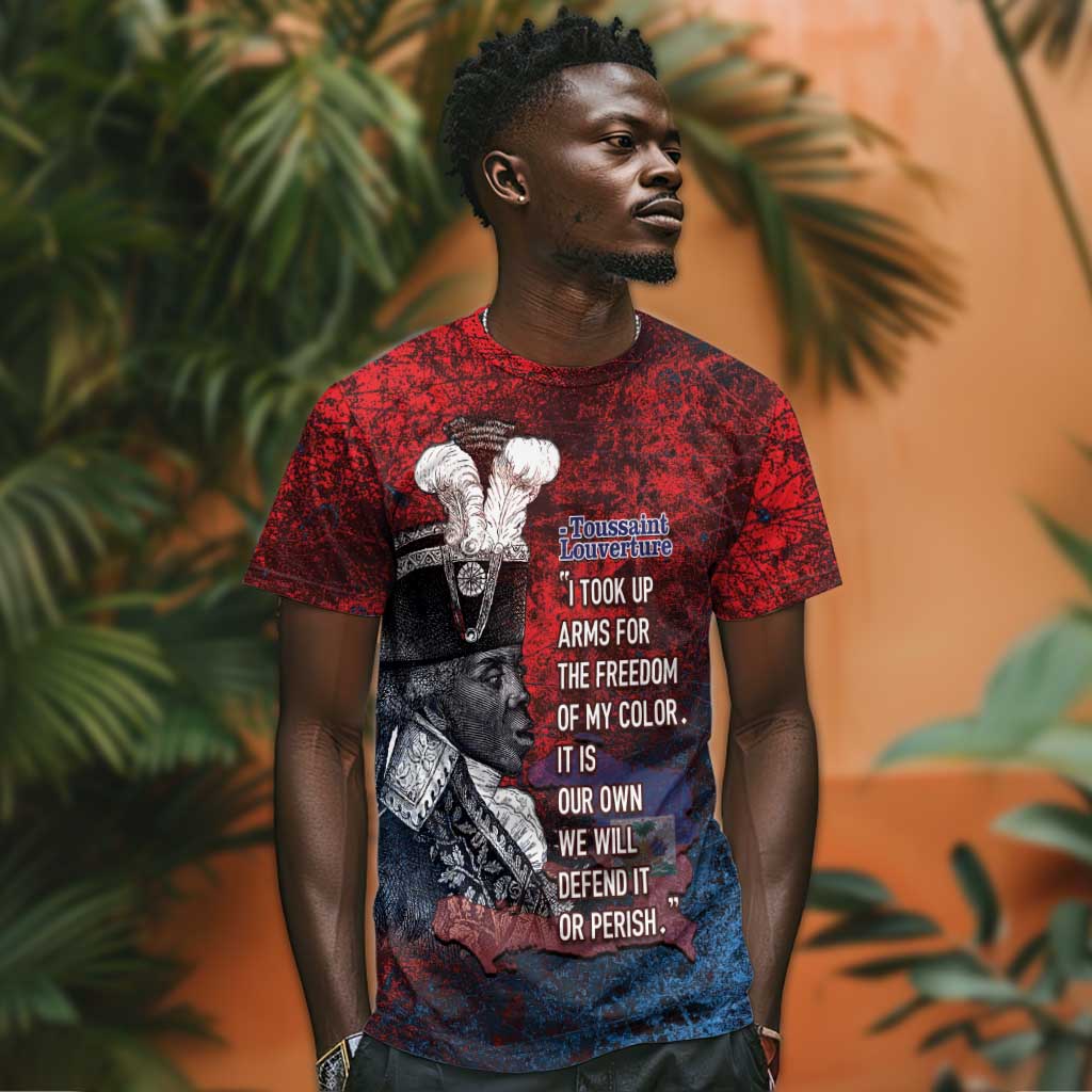 Personalized Toussaint Louverture Afro Haiti T-Shirt Haitian Father Grunge Style Graphic Tee
