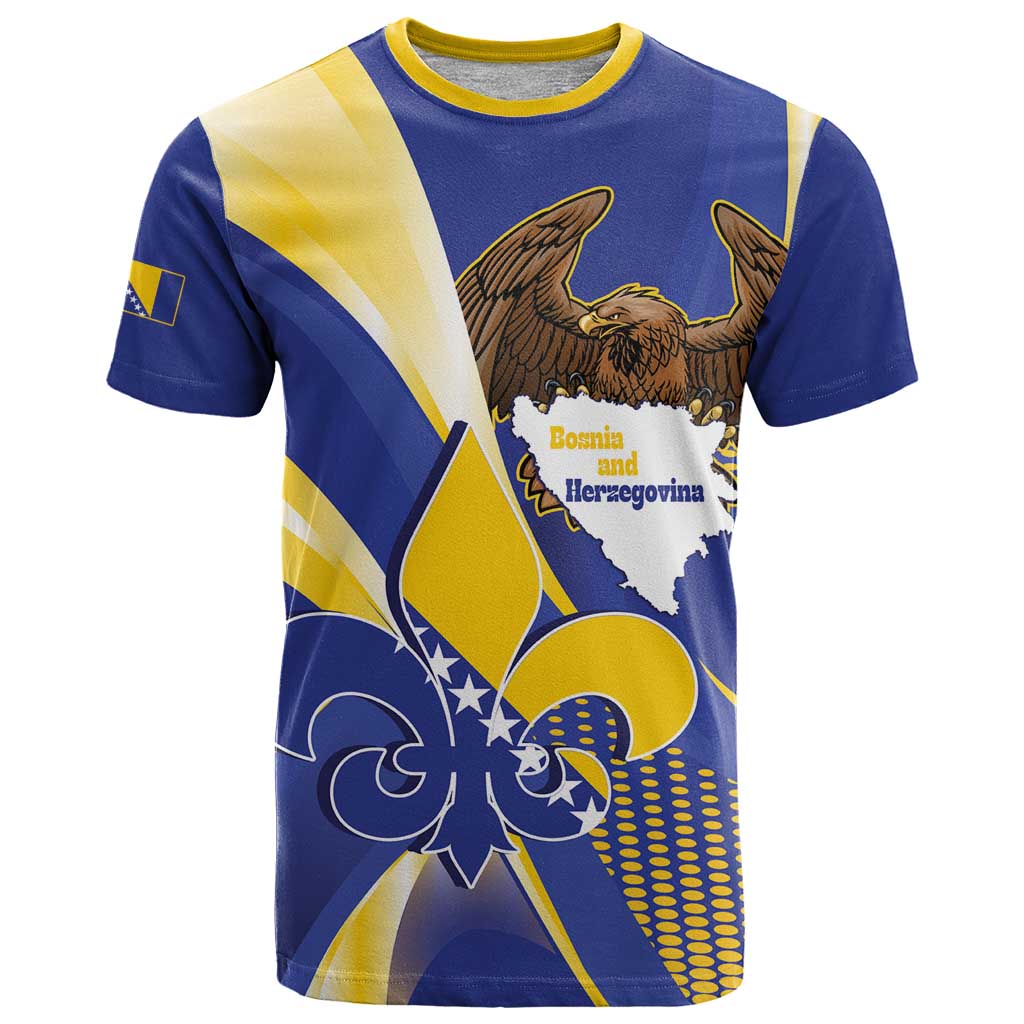 Bosnia and Herzegovina Independence Day T-Shirt Zlatni Ljiljan Map With Eagle Proud Graphic Tee