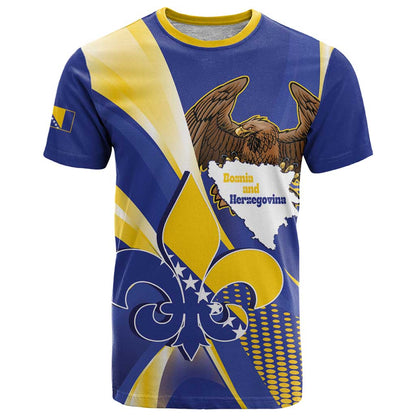 Bosnia and Herzegovina Independence Day T-Shirt Zlatni Ljiljan Map With Eagle Proud Graphic Tee